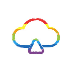 Poster - outline upload simple cloud icon. linear symbol with thin outline. Drawing sign with LGBT style, seven colors of rainbow (red, orange, yellow, green, blue, indigo, violet