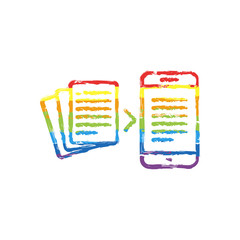 Poster - Convert to electronic document. Drawing sign with LGBT style, seven colors of rainbow (red, orange, yellow, green, blue, indigo, violet