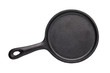 © Sergey Chayko - Empty cast-iron frying pan of black color isolated on white background, top view
