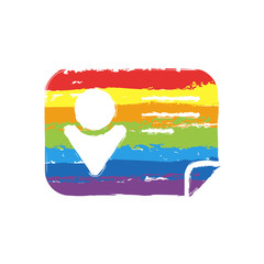 Poster - Identification card icon. Drawing sign with LGBT style, seven colors of rainbow (red, orange, yellow, green, blue, indigo, violet