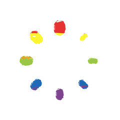 Poster - Simple loading symbol. Drawing sign with LGBT style, seven colors of rainbow (red, orange, yellow, green, blue, indigo, violet
