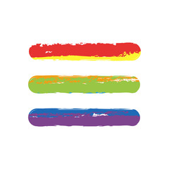 Poster - Hamburger menu. Web icon. Drawing sign with LGBT style, seven colors of rainbow (red, orange, yellow, green, blue, indigo, violet