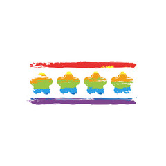 Poster - Pin code interface. Simple icon. Drawing sign with LGBT style, seven colors of rainbow (red, orange, yellow, green, blue, indigo, violet