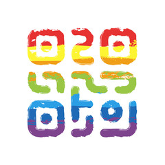 Aufkleber - QR code. Technology icon. Simple logo. Drawing sign with LGBT style, seven colors of rainbow (red, orange, yellow, green, blue, indigo, violet