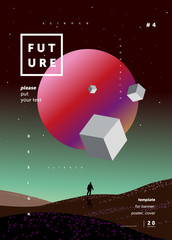 Wall Mural - science fiction, abstract background for a poster or cover of the space and the future, a design tem