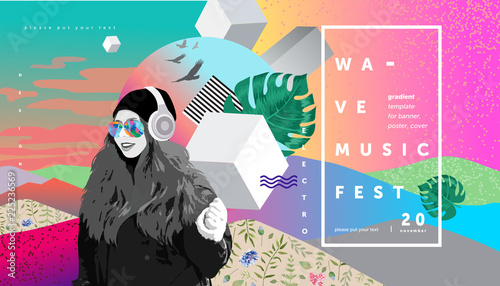 Plakaty muzyka  plakat-na-wymiar-kolorowy-abstrakcyjny-plakat-i-projekt-okladki-baner-festiwalu-muzyki-e