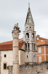 Poster - Bell tower of the St Elias's Church in Zadar, Croatia. This is the city's Orthodox church, built in the late Baroque style at the end of the 18th century.