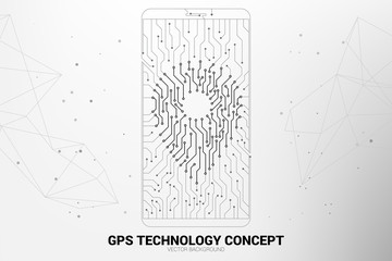 Aufkleber - Location Pin mark icon shaped mobile phone with circuit line graphic, concept of location and facility place , GPS technology