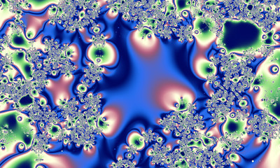 Poster - Abstract digital artwork. The play of light and color in drops of liquid or folds of satin and silk fabrics. Fractal graphics technology.