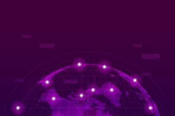 Poster - Global business network connection. World map point and line composition.