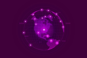 Poster - Global business network connection. World map point and line composition.