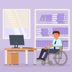 Aufkleber - Vector disabled man office worker in wheelchair