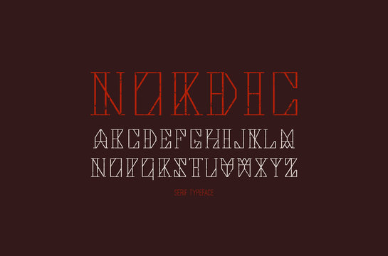 Geometric serif font in timbered house style
