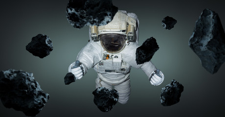 Wall Mural - astronaut isolated on grey background 3d rendering elements of this image furnished by nasa