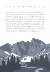 Beautiful mountain landscape with space for text. The Vignemale summit. Highest ridge of the French Pyrenees. Magazine page template.