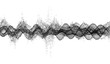 Sound waves. Dynamic effect. Vector illustration with particle. 3D grid surface.