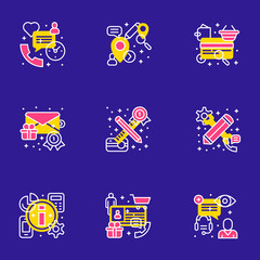 Wall Mural - set of 9 flat line business icons. flat line illustration concept for web banner and printed materia