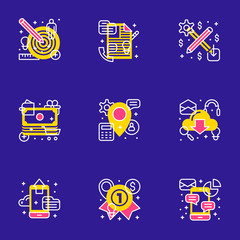 Wall Mural - set of 9 flat line business icons. flat line illustration concept for web banner and printed materia
