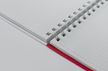 Wirebound Notebook Open with Lined and Grid Paper.