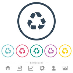 Canvas Print - Recycling flat color icons in round outlines