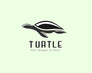 Poster - Black Turtle Swimming logo, Tortoise logo