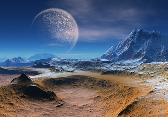 Wall Mural - 3d rendered fantasy alien landscape - 3d illustration