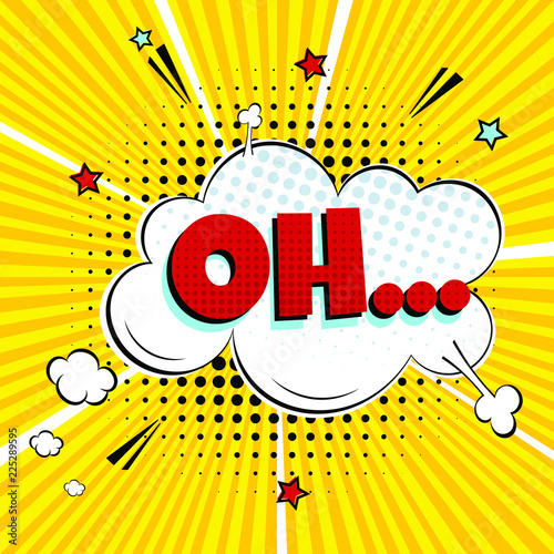 Fotografie, Obraz Comic speech bubble comic style flat design with text OH
