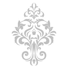 Damask graphic ornament. Floral design element. Grey vector pattern