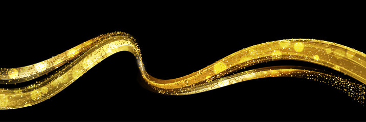 Poster - Abstract shiny color gold wave design element