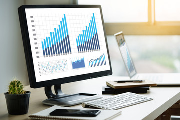 Poster - man business analytics and financial business finances and accounting concept.
