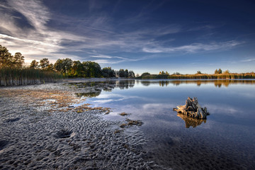 Sticker - Landscape of the lake at colorful sunset