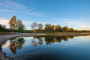 Sticker - Landscape of the lake at colorful sunset