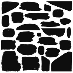 Wall Mural - Big set of hand drawn brush shapes with rough edges. Ink vector banners.