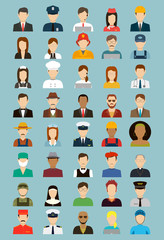 Wall Mural - People of different occupations. Professions icons set. Flat design. Vector