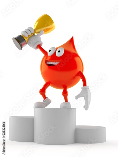 Fotografie, Obraz Blood drop character holding golden trophy