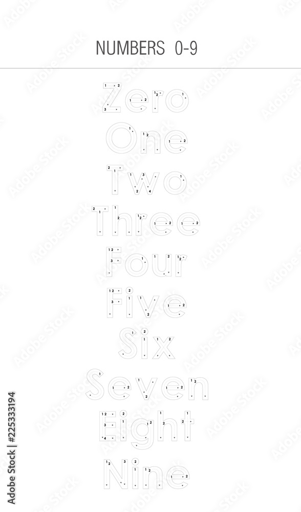 Numbers 0 to 9 - Tracing Worksheet For Kids Stock Illustration | Adobe ...