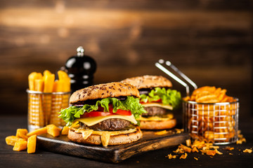 Wall Mural - Delicious grilled burgers