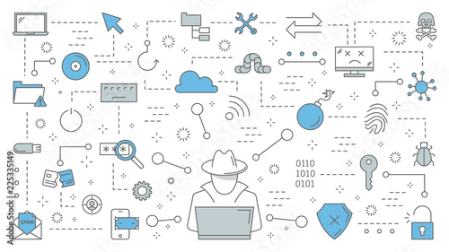 Cuadros en Lienzo Hacker concept. Cyber spy steal digital data