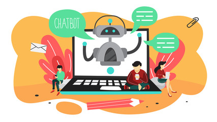 Poster - talking to a chatbot online on laptop
