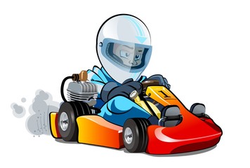 Cartoon kart racer isolated on white background