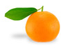 orange with leaf on white background, clipping path