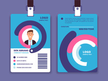 Corporate Id Card. Professional Employee Identity Badge With Man Avatar. Vector Design Template. Id Card Identity, Corporate Business Template Badge Pass Illustration