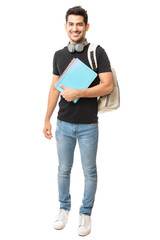 Handsome Guy With Backpack And University Books