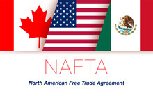 Vector Flags Of NAFTA Countries Canada, United States Of America And Mexico. The North American Free Trade Agreement