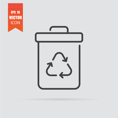 Canvas Print - Recycling icon in flat style isolated on grey background.