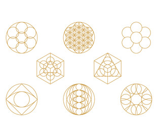 sacred geometry vector collection - golden isolated on white