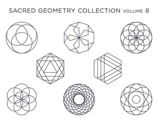 sacred geometry vector collection - black isolated on white