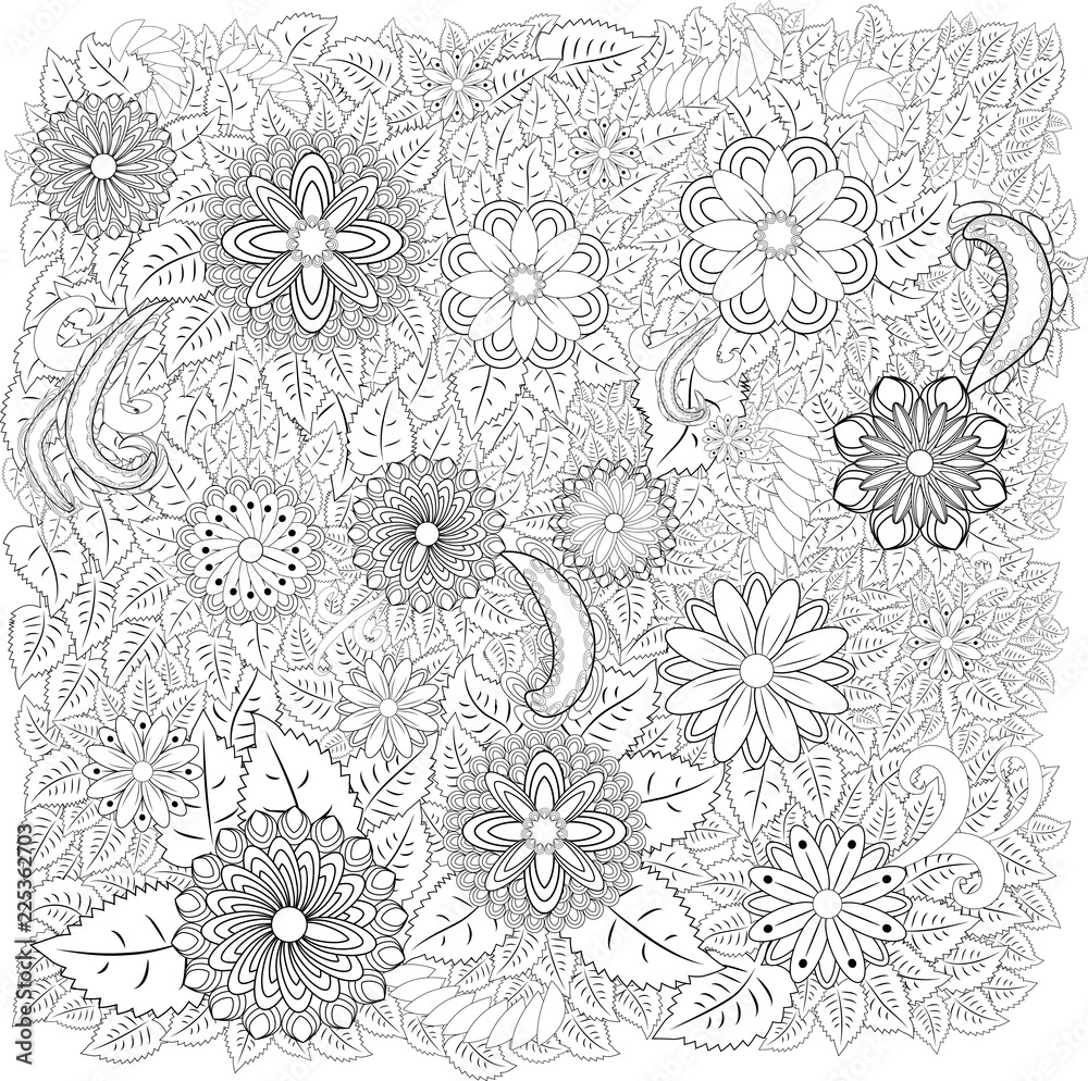 Abstract hand drawn zentangle style frame. Doodle art decorative border ...