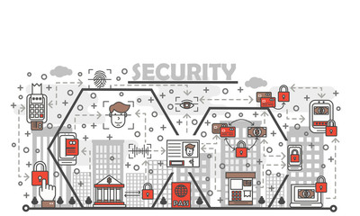 Poster - Vector thin line security poster banner template