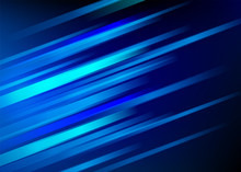 Abstract Blue Background With Light Diagonal Lines. Speed Motion Design. Dynamic Sport Texture. Technology Stream Vector Illustration.